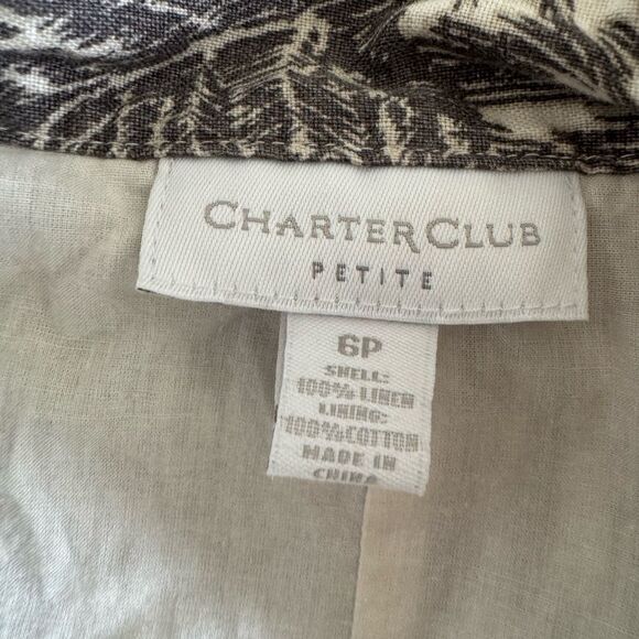 Charter Club Petite 100% Linen Women’s 6P Retro Belted Button Front Midi Dress - Picture 5 of 7